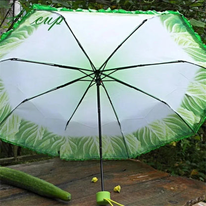 Creative Cabbage Umbrella UV Protection Beach Funny Vegetable Umbrella Parasol Gifts Lettuce Folding Rainy and Sunny Umbrellas