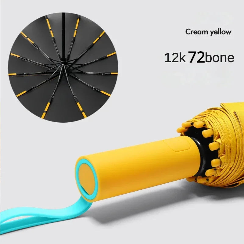 Super Strong Windproof Automatic Umbrella for Men and Women, 72 Bone, Large Rainproof, Sun UV Protection, Folding Rain Umbrellas