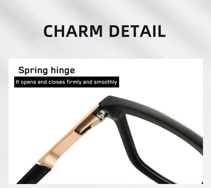 Men Vintage Anti Blue Light Reading Glasses Classic Brand Double Bridge Square Eyeglasses Business Office Presbyopia Glasses +
