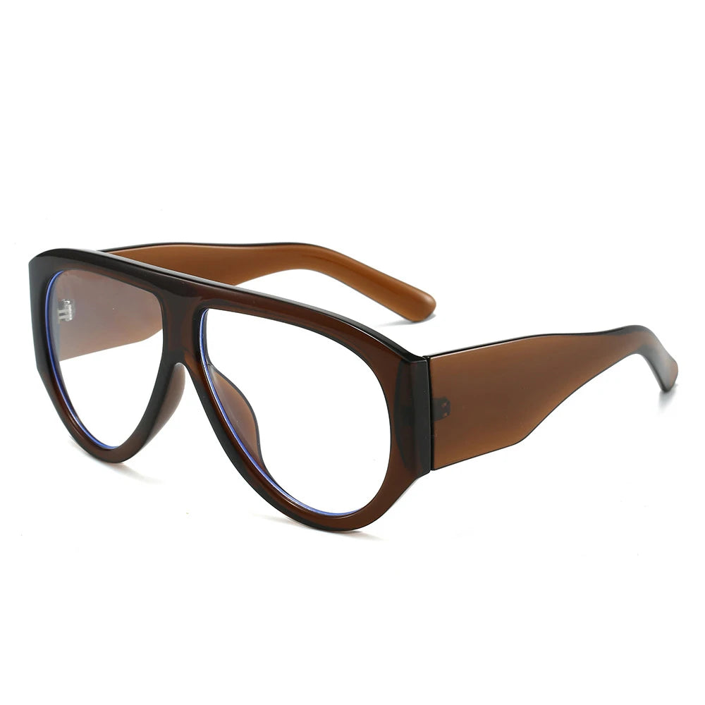 New Large Frame Luxury Myopia Glasses Anti Blue Light Oversized Pilot Fashion Eyeglasses Oval Clear Lens Short-sighted Eyewear