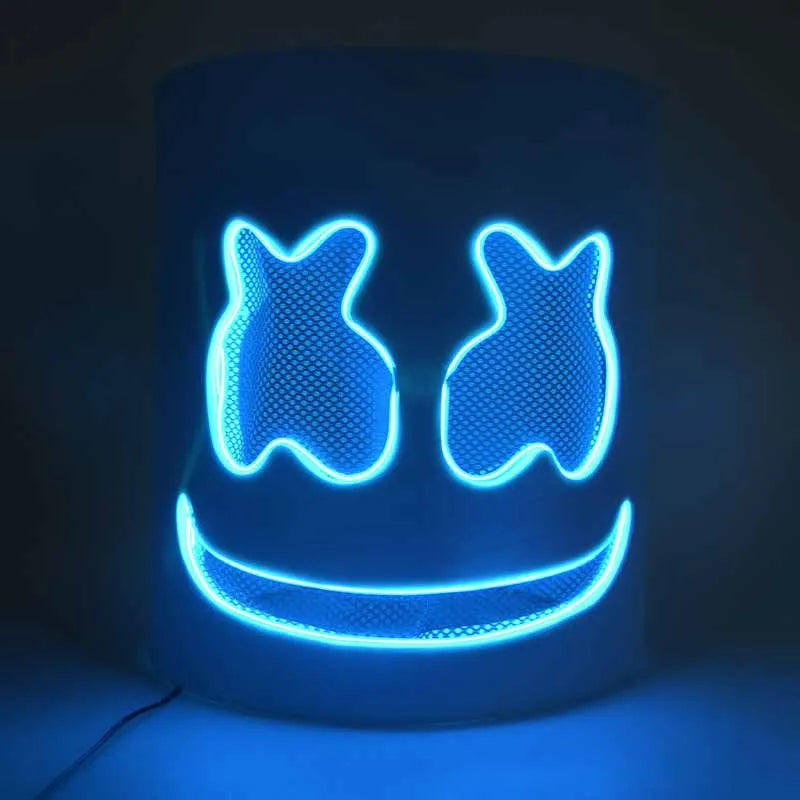 Halloween LED DJ Mask Lifelike Marshmello Mask Breathable Helmet Mask Durable Carnival Festival Halloween Party Props Cosplay