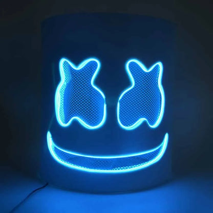 Halloween LED DJ Mask Lifelike Marshmello Mask Breathable Helmet Mask Durable Carnival Festival Halloween Party Props Cosplay