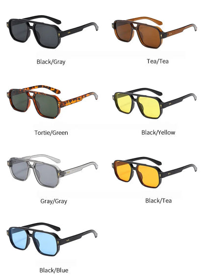 New Fashion Square Women Men Sunglasses Retro Rivets Women Brand Designer Shades UV400 Sun Glasses Gafas De Sol