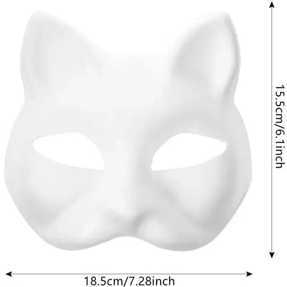 5-50Pcs Cat Fox Mask Halloween Blank Mask Costume for Kids Adults for Holiday Party Role playing accessories