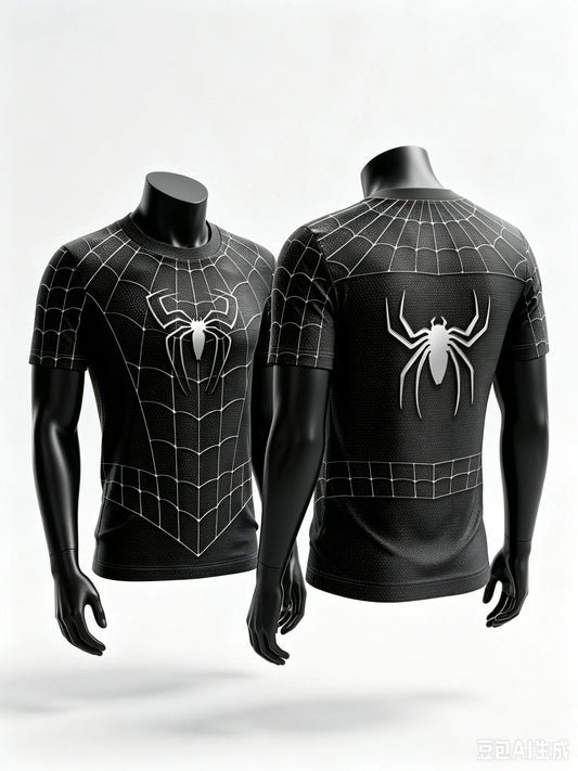 Parent‑child Spider Hero Graphic T‑Shirt,Red‑Blue 3D Printed Jersey,Polyester Short Sleeve Tops for Family Matching Outfits