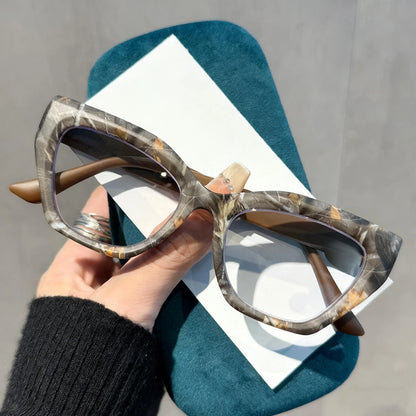 Oversized Flora Printed Reading Glasses Women Men Fashion Trendy Large Frame Hyperopia Unisex Stylish Luxry Cat Eye Eyeglasses