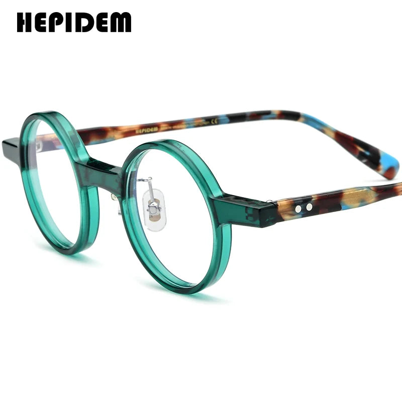 FONEX HEPIDEM Acetate Eyeglasses Frame Men 2025 New Small Round Brand Design Glasses Women Retro Vintage Eyewear Spectacles 9341