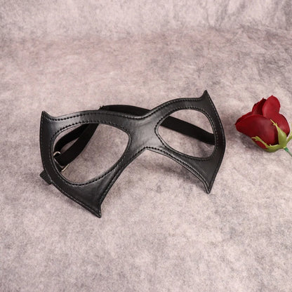 1pc Half Face Cat Eye Costume Mask Woman Black Leather Cat Mask Masquerade Mask For Halloween Party Cosplay