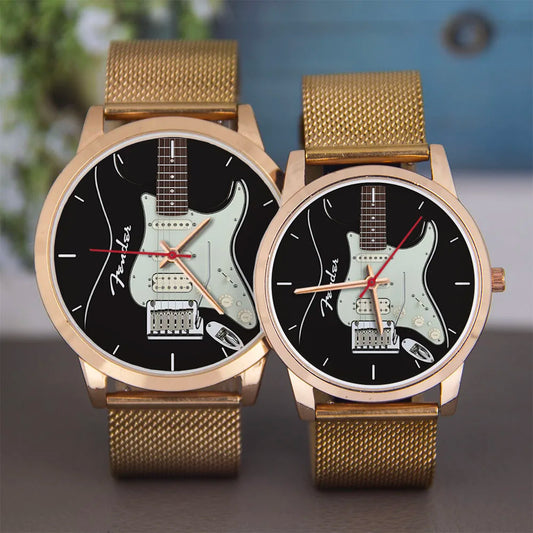 Guitar Bass Pattern Universal for Men Women Souvenir Composer Rose Gold Man Watch Silver Watches Black Bracelet Gift Clock