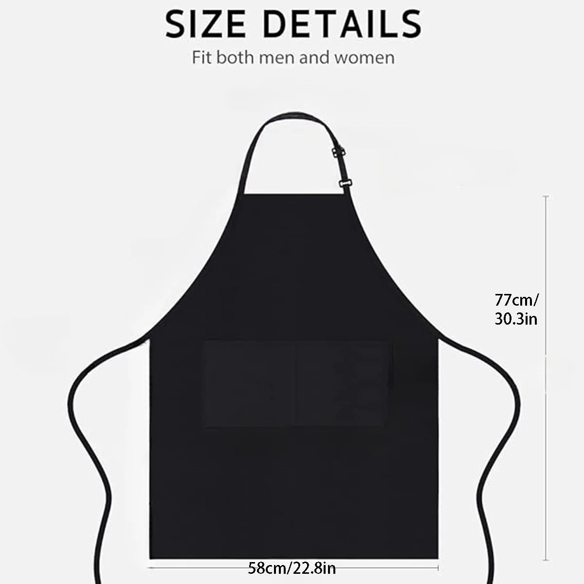 2-piece set; Simple solid color apron with 2 pockets; Adjustable chef's apron for the kitchen suitable for men and women