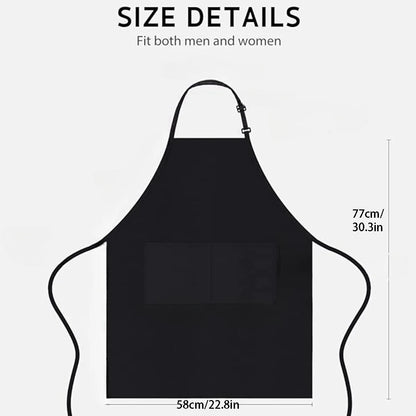 2-piece set; Simple solid color apron with 2 pockets; Adjustable chef's apron for the kitchen suitable for men and women