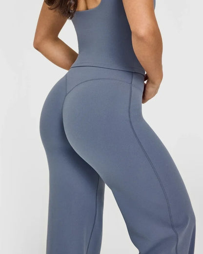 NCLAGEN SoftMotion Straight Leg Bottoms Women's Mid-Waist Yoga Pants GYM Leggings Naked Feel Pilates Running Sports Trousers