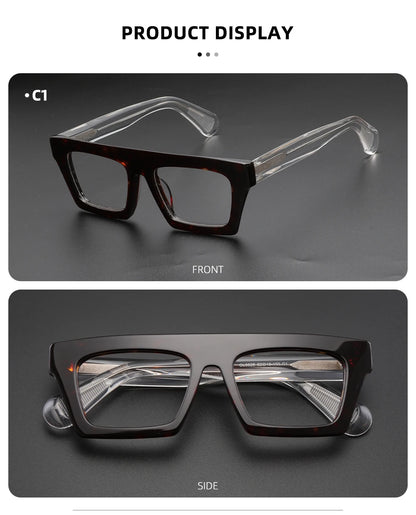 Classic Thick eyeglasses male acetate frame Clear Lens Glasses for Women Men Sunglasses UV Protection Hand-Crafted Eyewear Frame