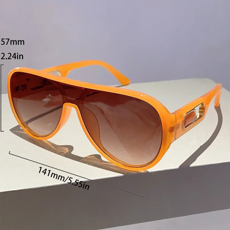 QVQV Trendy Oversized One Piece Sunglasses Women Summer Fashion Thick Frame Pilot Sun Glasses Luxury Brand Outdoor Y2K Shades