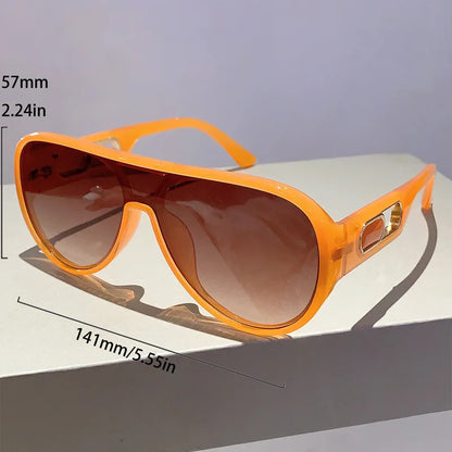QVQV Trendy Oversized One Piece Sunglasses Women Summer Fashion Thick Frame Pilot Sun Glasses Luxury Brand Outdoor Y2K Shades
