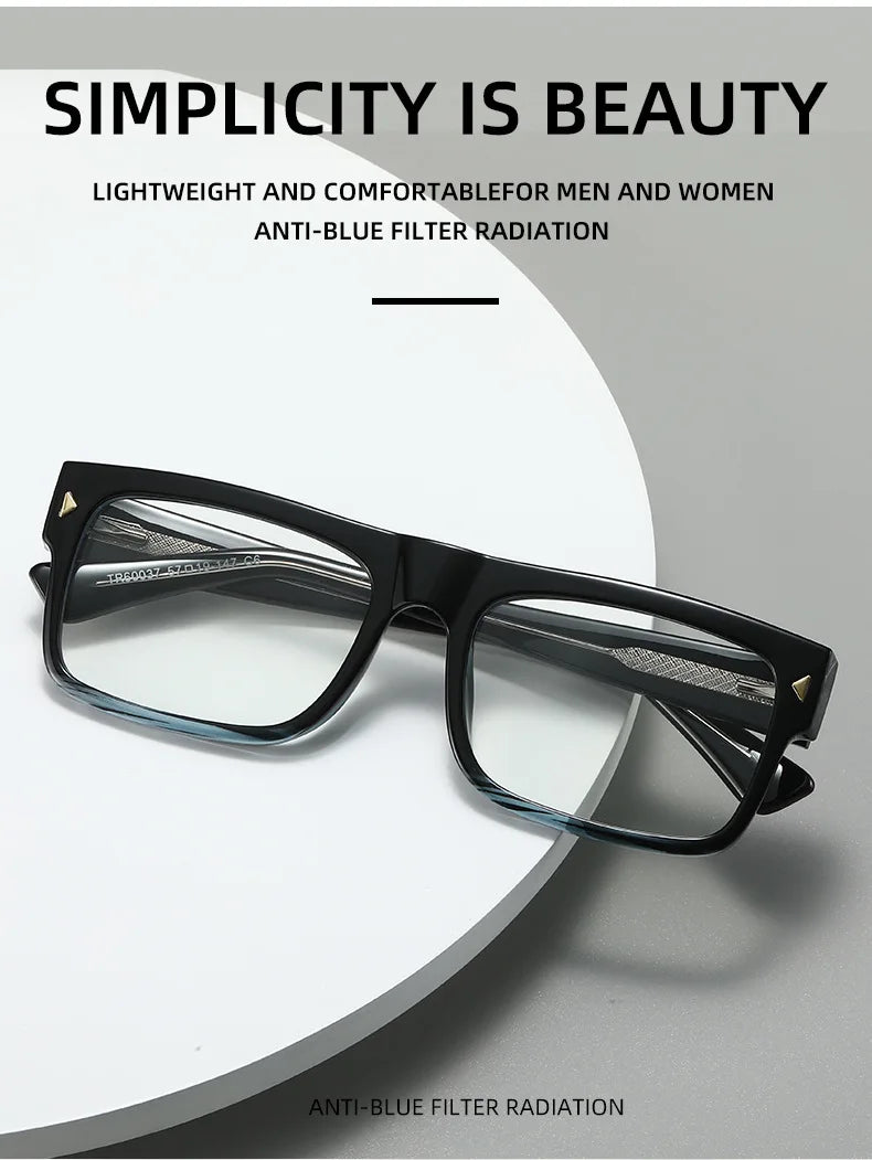 Fashion Men Prescription Myopia Glasses Luxury Brand Black Square Blue Light Blocking Eyewear Male Glasses For Vision 0 To -6.0