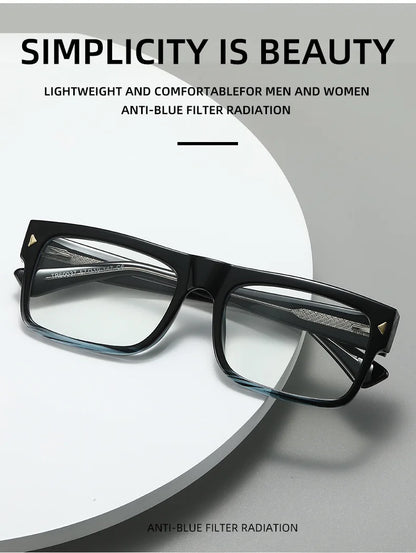Fashion Men Prescription Myopia Glasses Luxury Brand Black Square Blue Light Blocking Eyewear Male Glasses For Vision 0 To -6.0