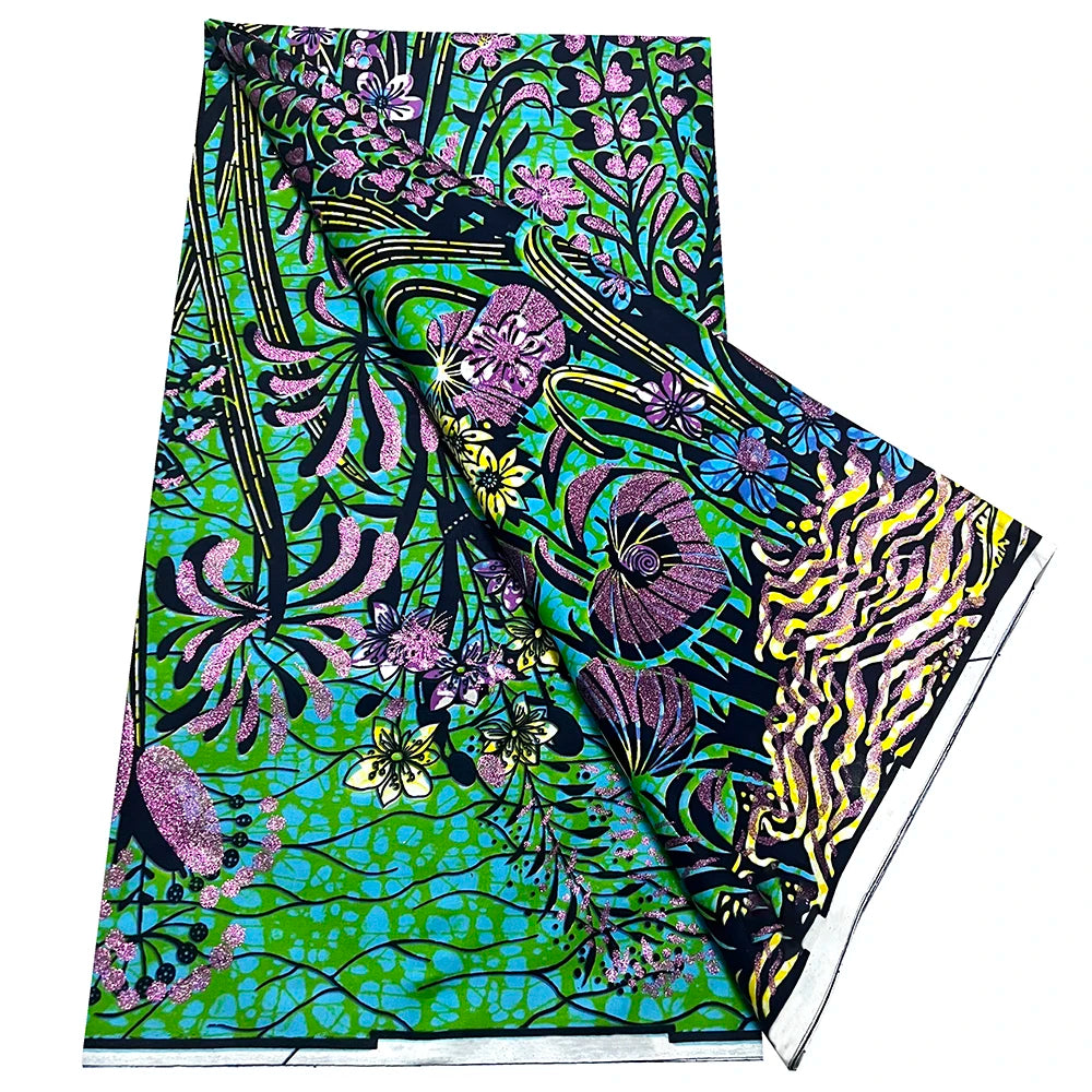 African Wax Prints Fabric Golden Wax Fabric High Quality Ankara Fabric for Party Dress New Grand Super 100% Cotton Y15, 6Yards