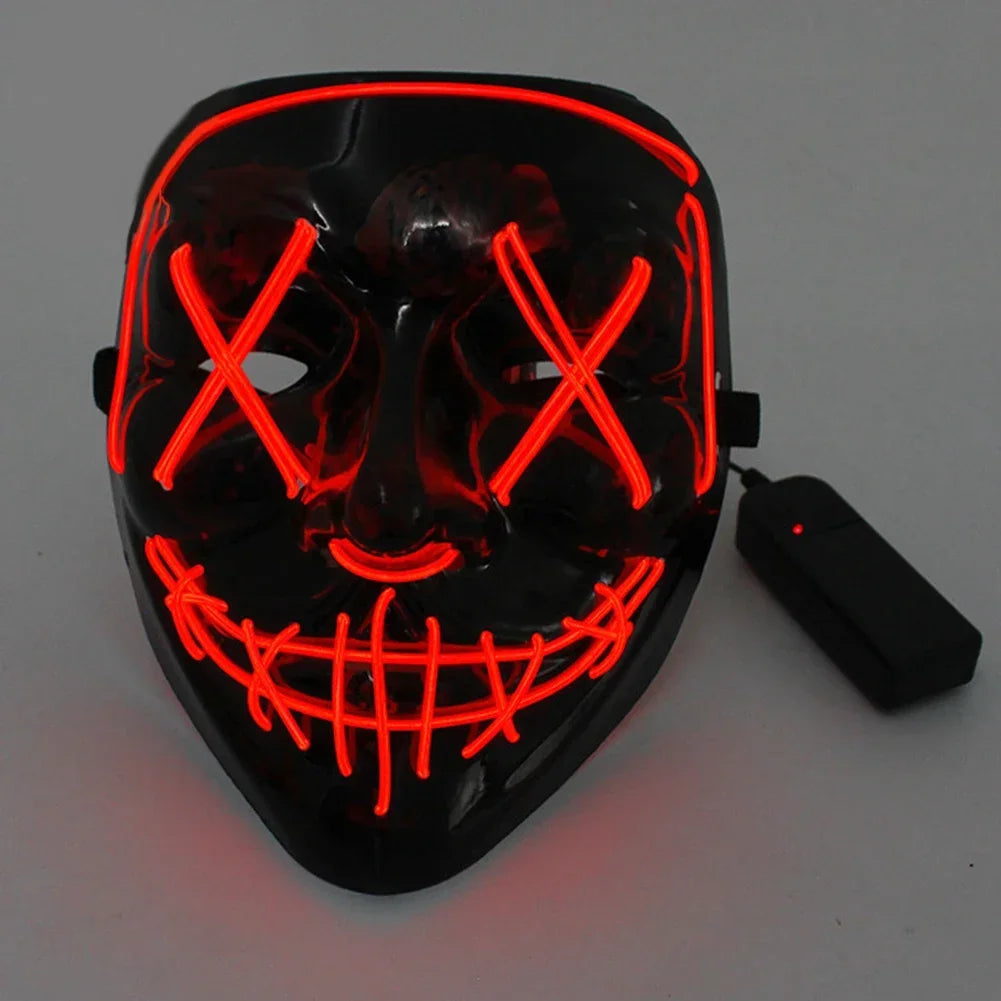 Wireless Scary Glowing Mask LED Luminous Purge Mask Halloween Horror Neon Light Up Cosplay Party Mask Fstival Costume Supplies