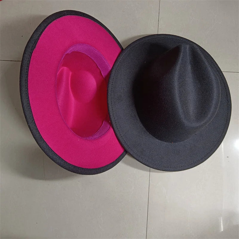Sombreros Fedora Hat Dual Color Classic Jazz Hat Soft Fedora Hat Classic Men's and Women's Blue Jazz sombreros