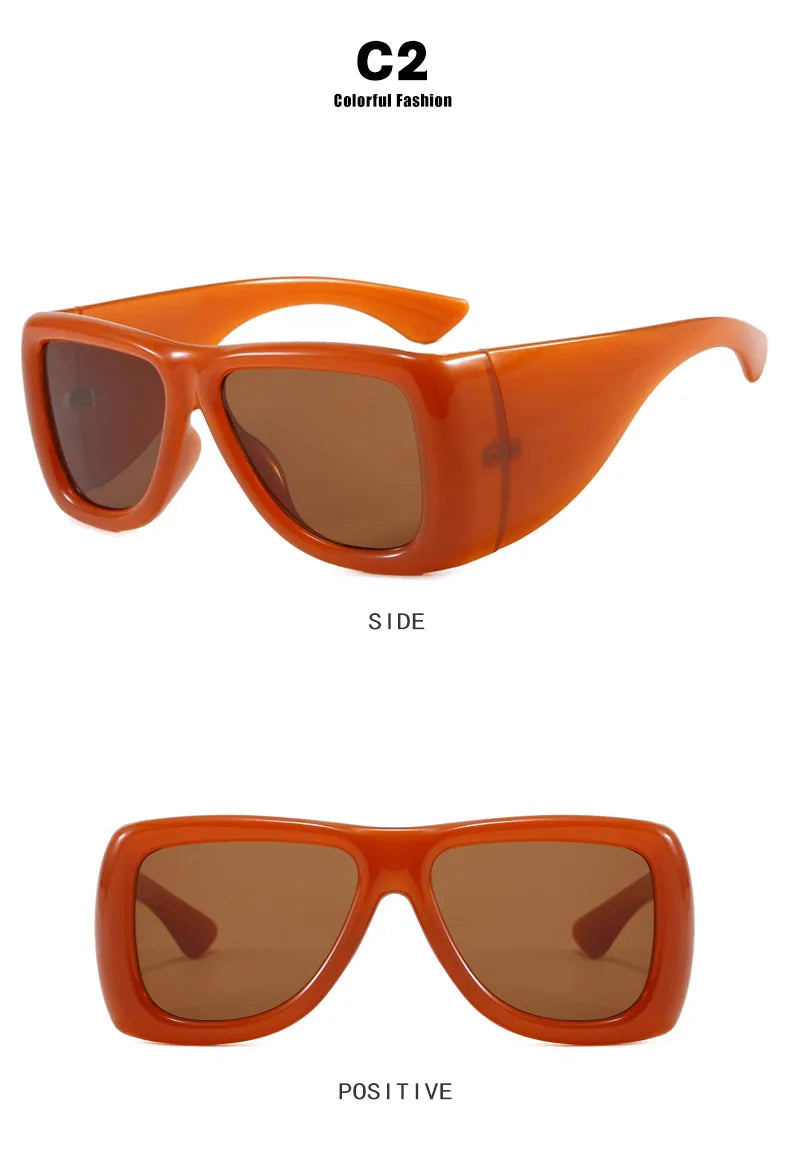 QVQV Trendy Oversized Square Sunglasses Women Men Luxury Brand Original Thick Frame Sunglasses Retro Outdoors Driving Shades