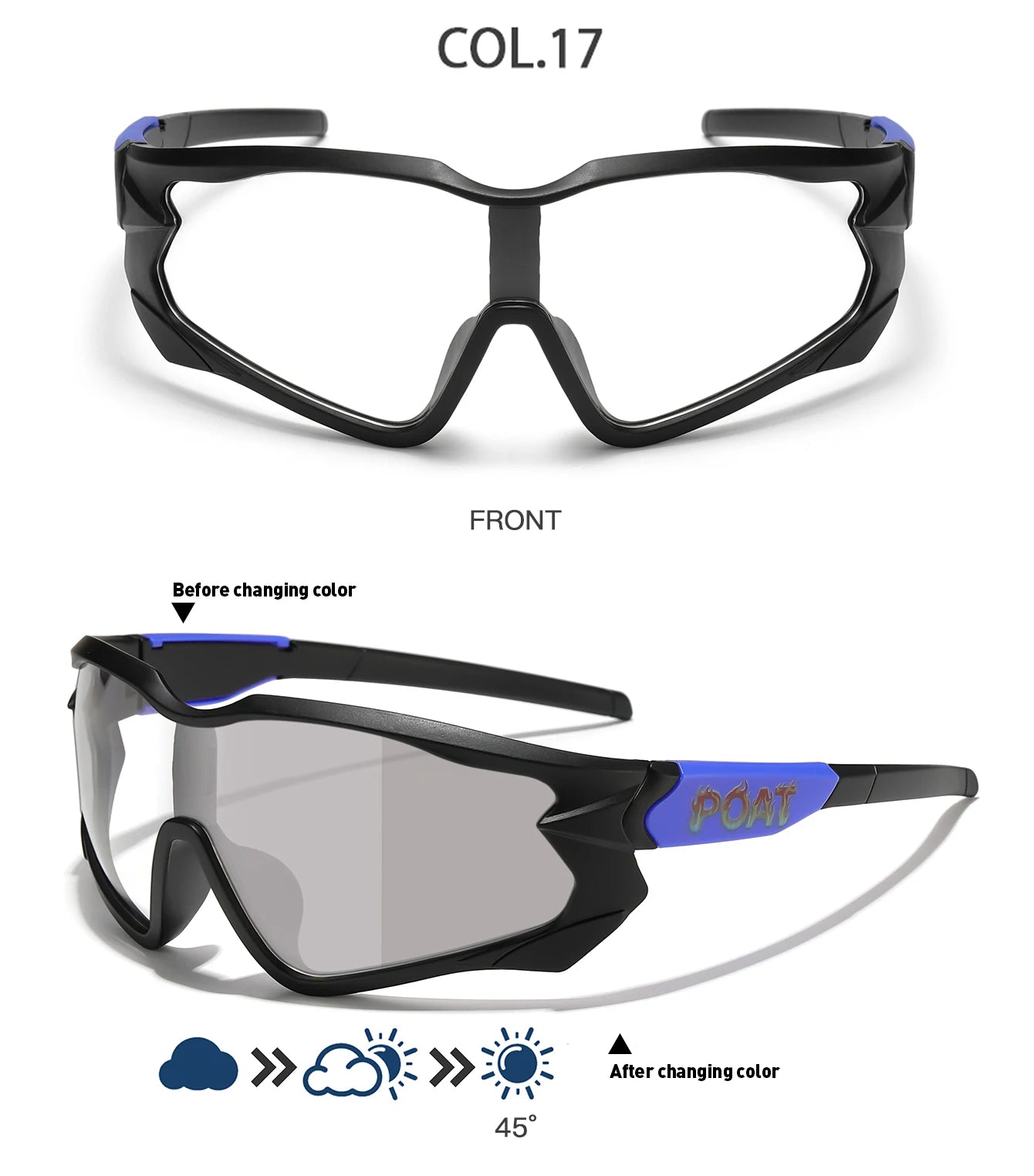 POAT Brand Photochromic Eyewear for Men Women MTB Bike Bicycle Cycling Fishing Running Glasses New Style Sunglasses Sports