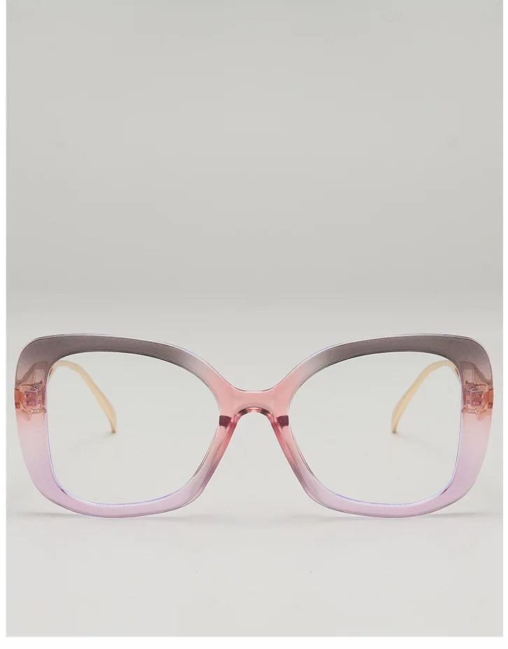 Luxury Brand Oversized Square Reading Glasses Women Triangle heart Temple Eyeglasses Blue Light Blocking Clear Computer Glasses
