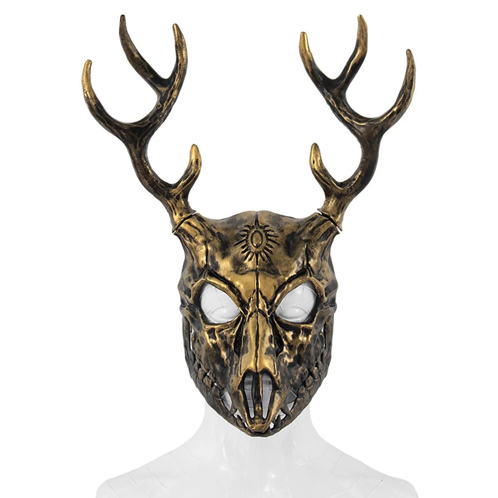 Halloween Antlers Masks Cosplay Deer Head Mask Role Play Masks Masquerade Props Scary Full Face Mask for Halloween Party