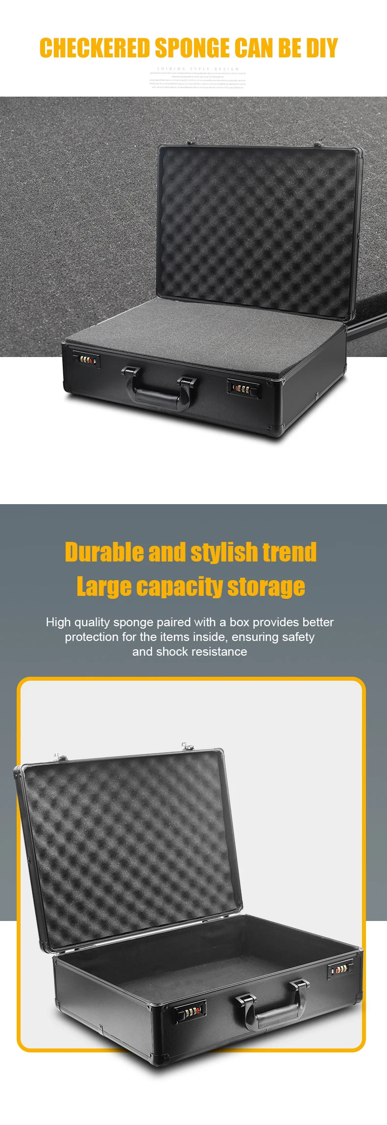 Premium Full Black Aluminum Alloy Combination Box-Versatile Storage Solution,for Tools,Documents,and Gifts,Digital password lock