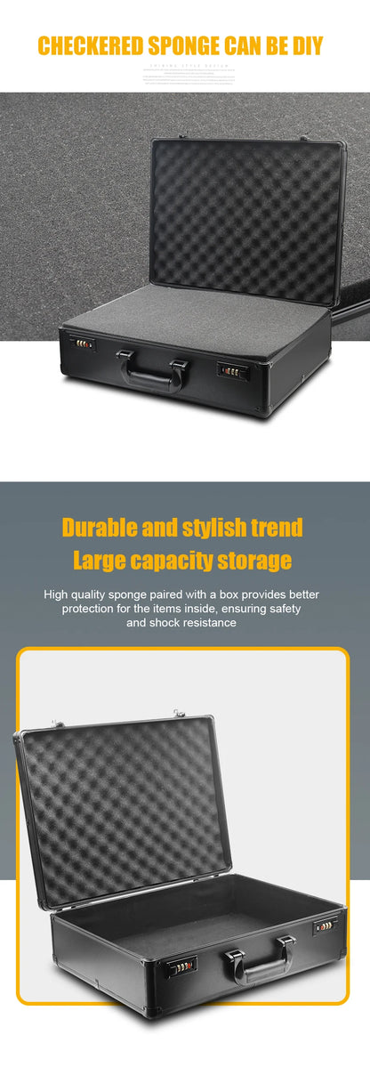 Premium Full Black Aluminum Alloy Combination Box-Versatile Storage Solution,for Tools,Documents,and Gifts,Digital password lock