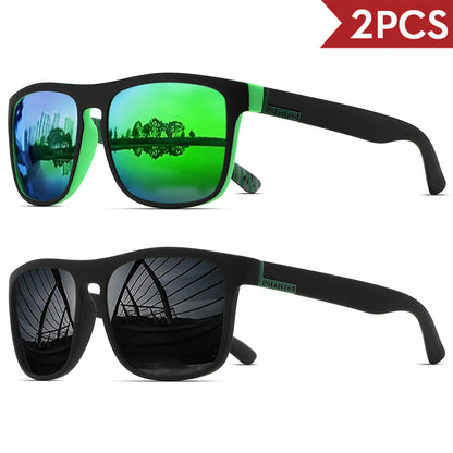 2PCSClassic Square Polarized Sports Sunglasses Lightweight PC Frame UV400 for Driving Fishing Cycling Unisex Everyday Durability
