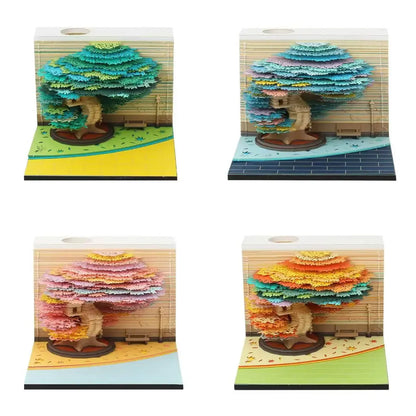Treehouse 3D Desktop Calendar Sticky Notes Creative Crafts Souvenirs Paper Carvings Memo Pad New Year Gifts Office Ornament