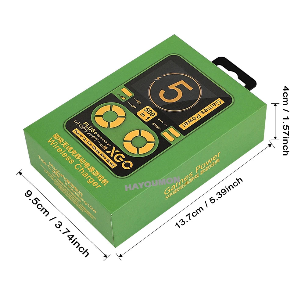 2026 Mini Portable Game Console with 500 Classic Games Large Screen Magnetic Wireless Charging Power 5000mAh Childhood Nostalgia