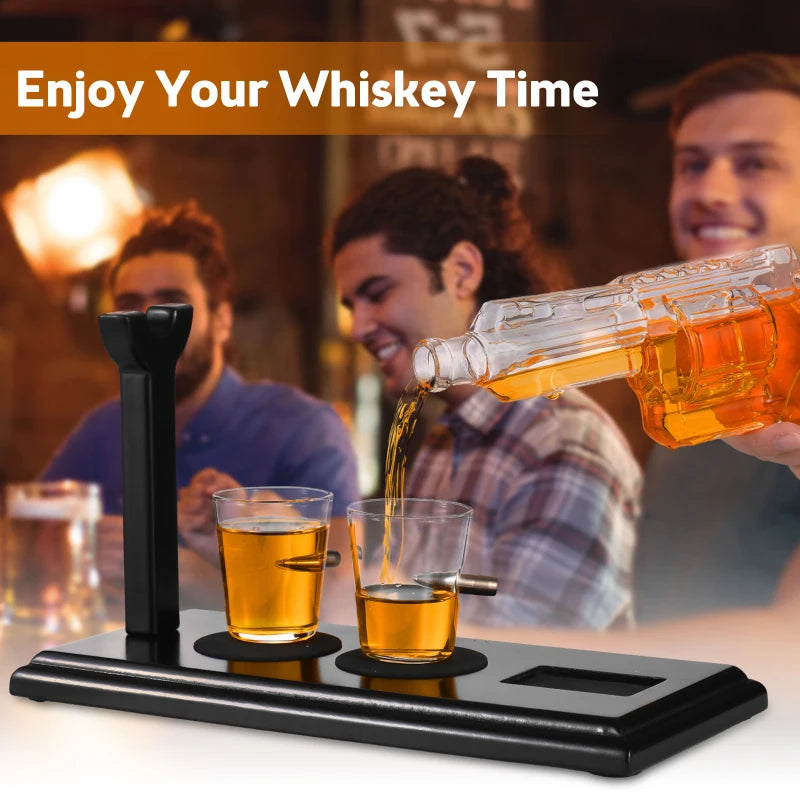 Whiskey Decanter Sets for Men Unique Whiskey Gifts Cool Liquor Dispenser with Two Glasses for Home Bar Drinking Party
