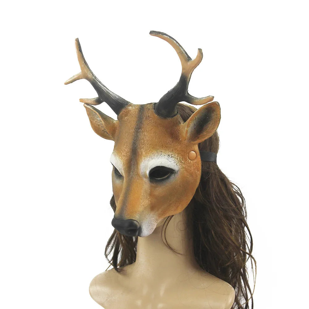 Halloween 3D Animal Mask Party Rave Club Cosplay Deer Mask PU Foam Personalized Gift Unisex Carnival Dress Up Props
