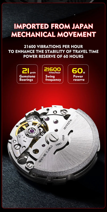 HANBORO supercar series men's fully automatic mechanical watch with wheels running and dial personalized watch