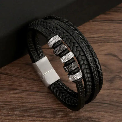 Classic Men's Leather Bracelet New Style Hand-woven Multi-layer Combination Accessory Fashion Man Jewelry