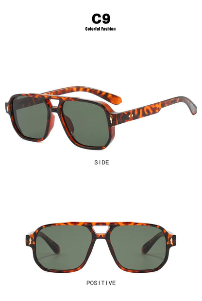 New Fashion Square Women Men Sunglasses Retro Rivets Women Brand Designer Shades UV400 Sun Glasses Gafas De Sol