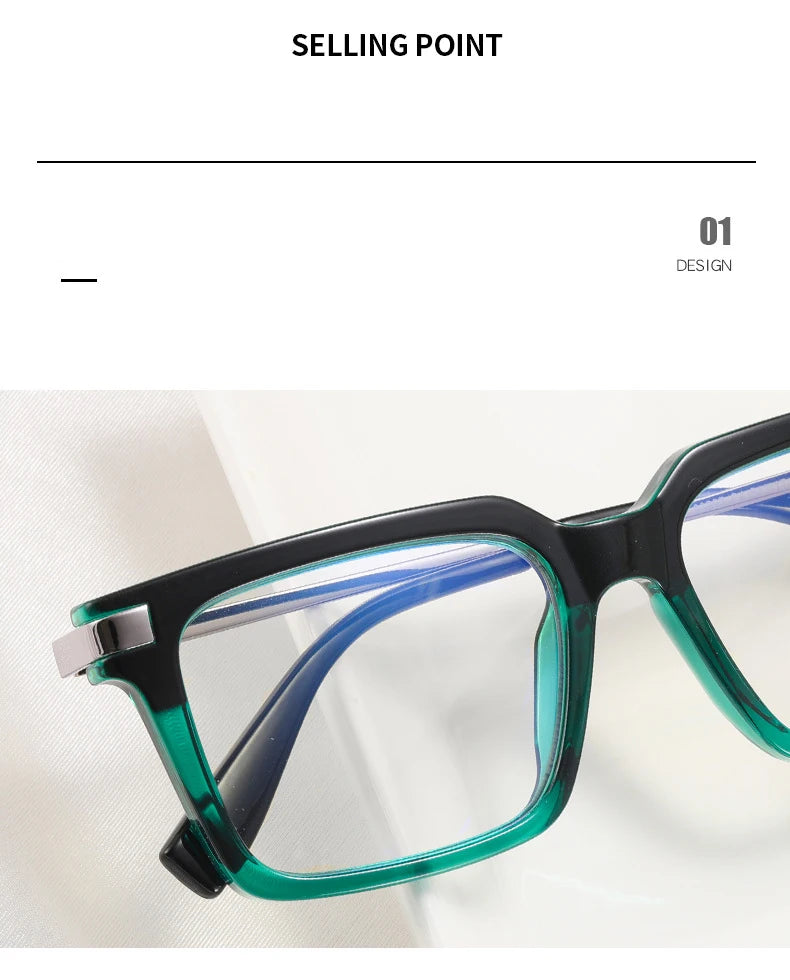 TR90 Men's Square Glasses Metal Frame Anti Blue Light Oversized Reading Glasses New Double Colors Women's Presbyopic Glasses