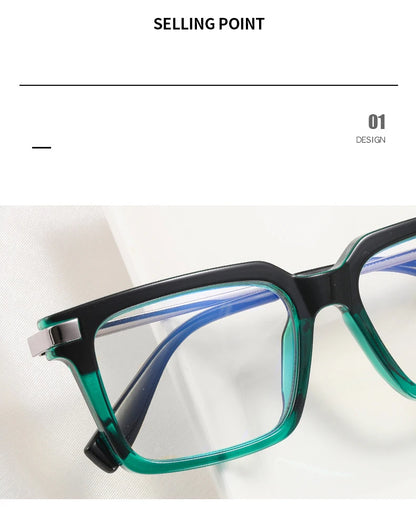 TR90 Men's Square Glasses Metal Frame Anti Blue Light Oversized Reading Glasses New Double Colors Women's Presbyopic Glasses