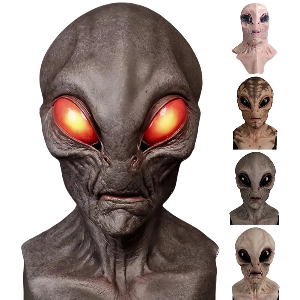 Halloween Alien Mask Masquerade Mask Creative Horror Face Mask Full Head Mask Realistic Alien Head Mask for Party Props