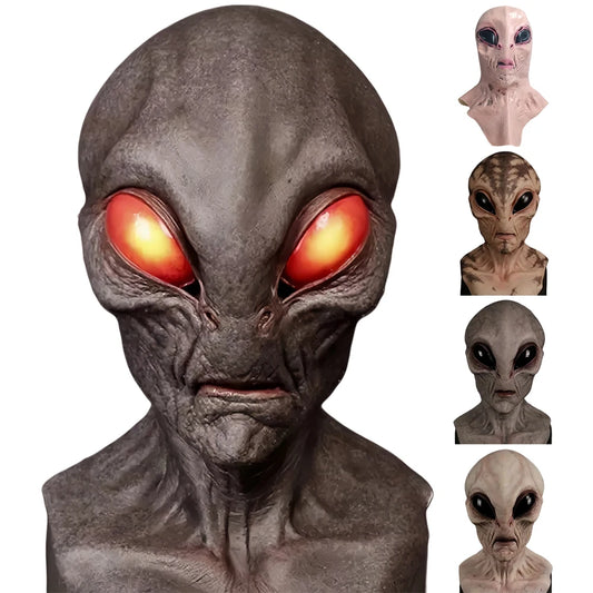 Halloween Alien Mask Masquerade Mask Creative Horror Face Mask Full Head Mask Realistic Alien Head Mask for Party Props