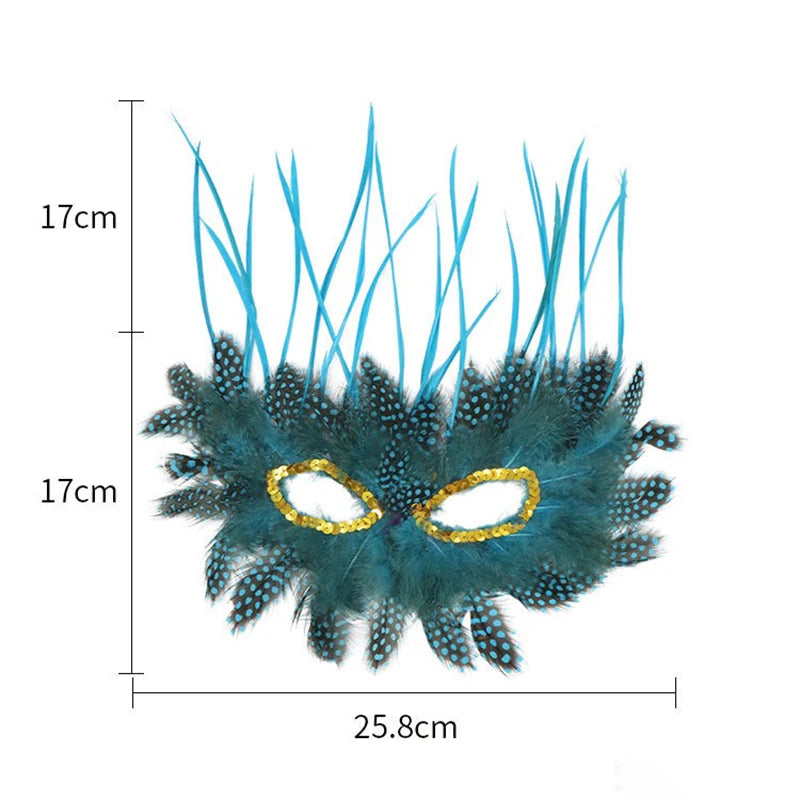 Gold Ostrich Feathers Carnival Mask Men Women Masquerade Eye Masks Venetian Cosplay Props Halloween Carnival Party Face Masks