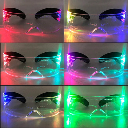 Acrylic LED Luminous Glasses Glow Party Glasses Neon Light Up Visor Eyeglasses DJ Bar Party Eyewear For Halloween Christmas