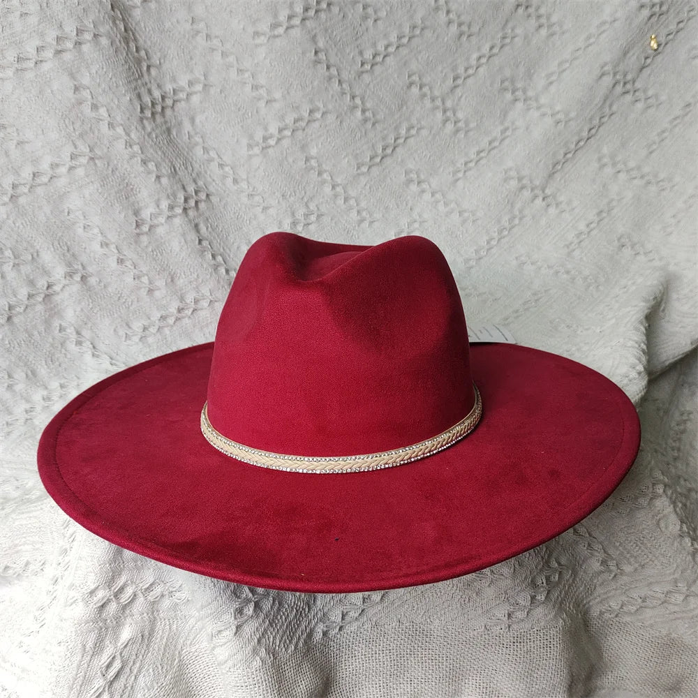 Colorful Suede Wide Brim Felt Fedoras Women's Hat Men's Church Jazz Hat Denim Hat Panama шляпа женская летняя 2024