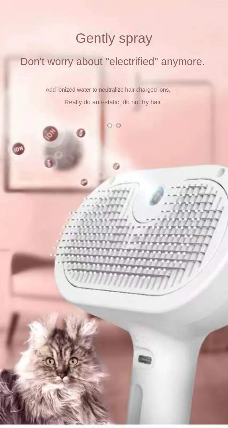 New Pet Spray Brush Hair Removal Comb Dog Cat Brush & Steam Self Cleaning Dog Steam Brush Hair Removal Comb Brushing Comb