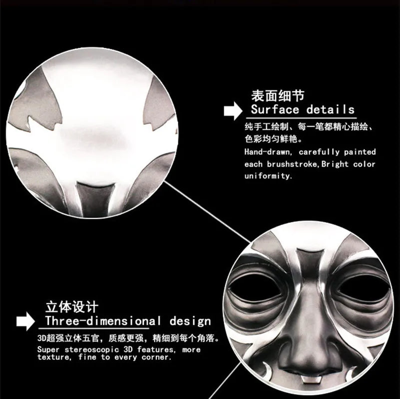 3D Death Eater Mask Scary Halloween Party Mask Masquerade Party Costume Horror Cosplay Resin Props, Adjustable Size