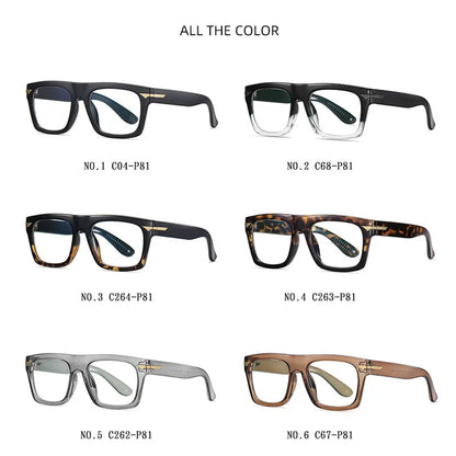 AUECMOI Vintage Men Square Glasses TR90 Frame Myopia Customizable Prescription Anti Blue Ray Optical Photochromic Eyeglasses