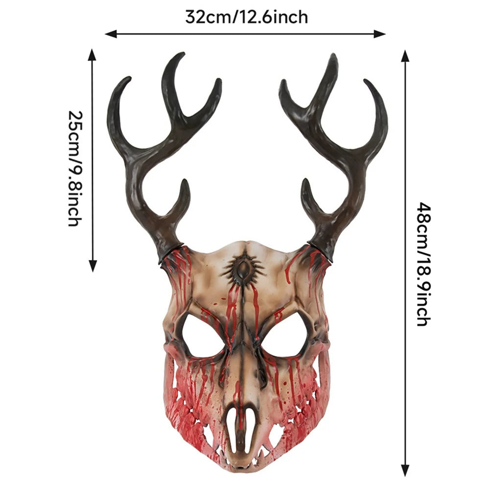 Halloween Antlers Masks Cosplay Deer Head Mask Role Play Masks Masquerade Props Scary Full Face Mask for Halloween Party