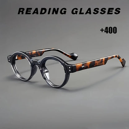 1-piece Fashion Translucent Tortoiseshell Glasses, Retro Style Round Reading Glasses, Fashionable Men's and Women's Reading